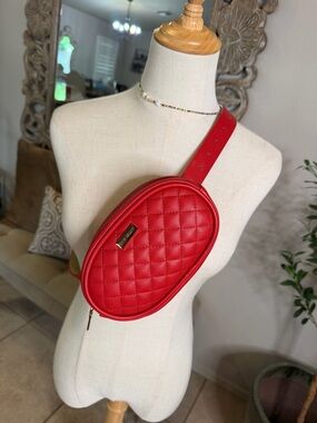Steve Madden Red Quilted Crossbody Belt Bag